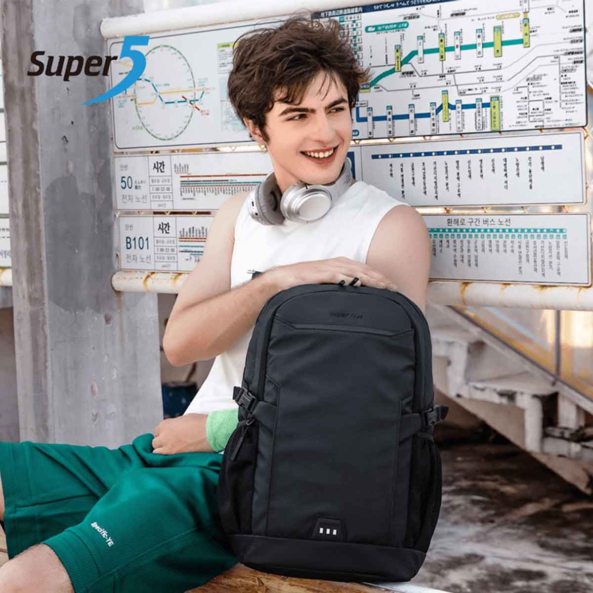 کوله پشتی سوپر فایو مدل Super5 FB00695 مناسب لپ تاپ 15.6 اینچی